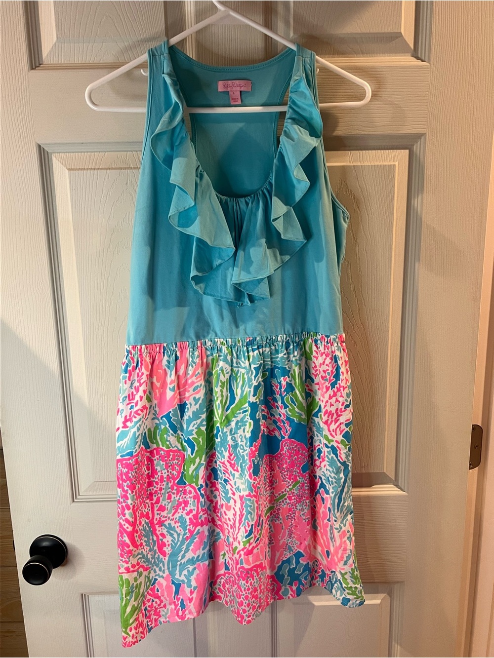 Lilly Pulitzer Teal Top Dress with Pink, Blue & Green Print
